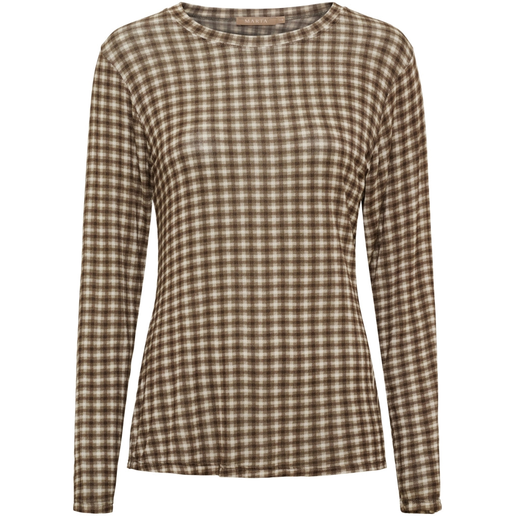MARTA DU CHATEAU Marta du Chateau dame bluse top MdcElissa 7914 Top Brown check