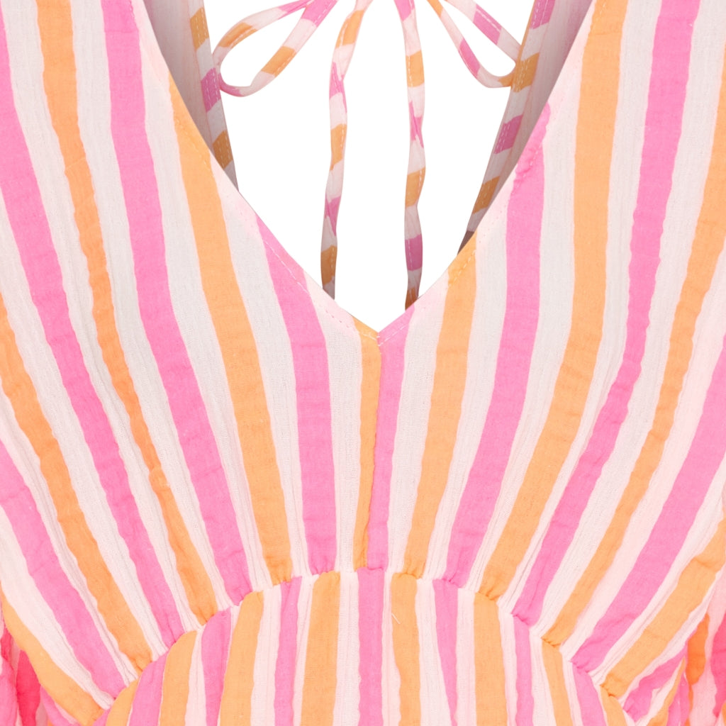 MARTA DU CHATEAU Marta du Chateau dame kjole MdcAndrea 7315 Dress Stripe Fuxia/Orange