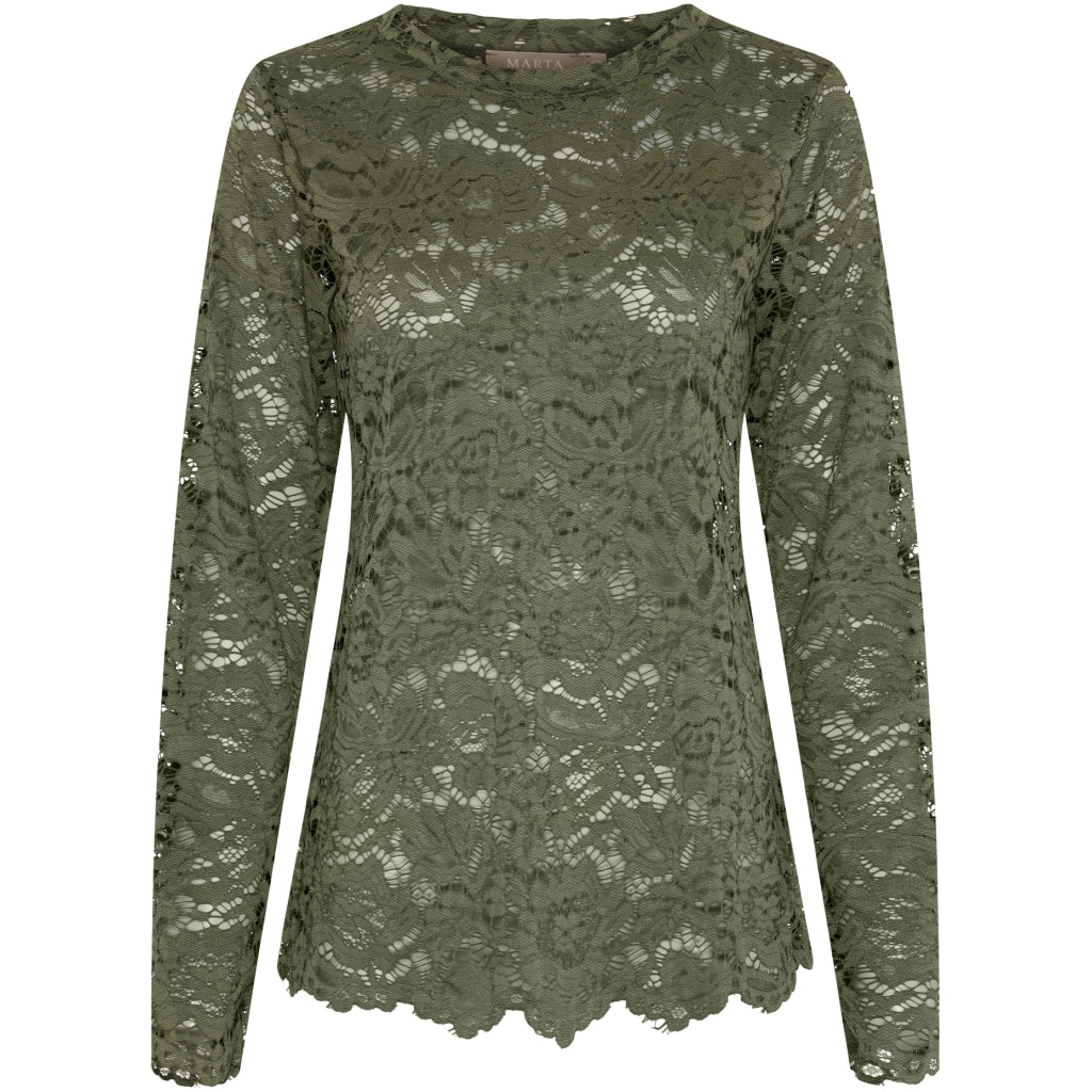 MARTA DU CHATEAU Marta du Chateau dame langærmet blonde t-shirt MdcMilley 7707 LS Tee Militairy