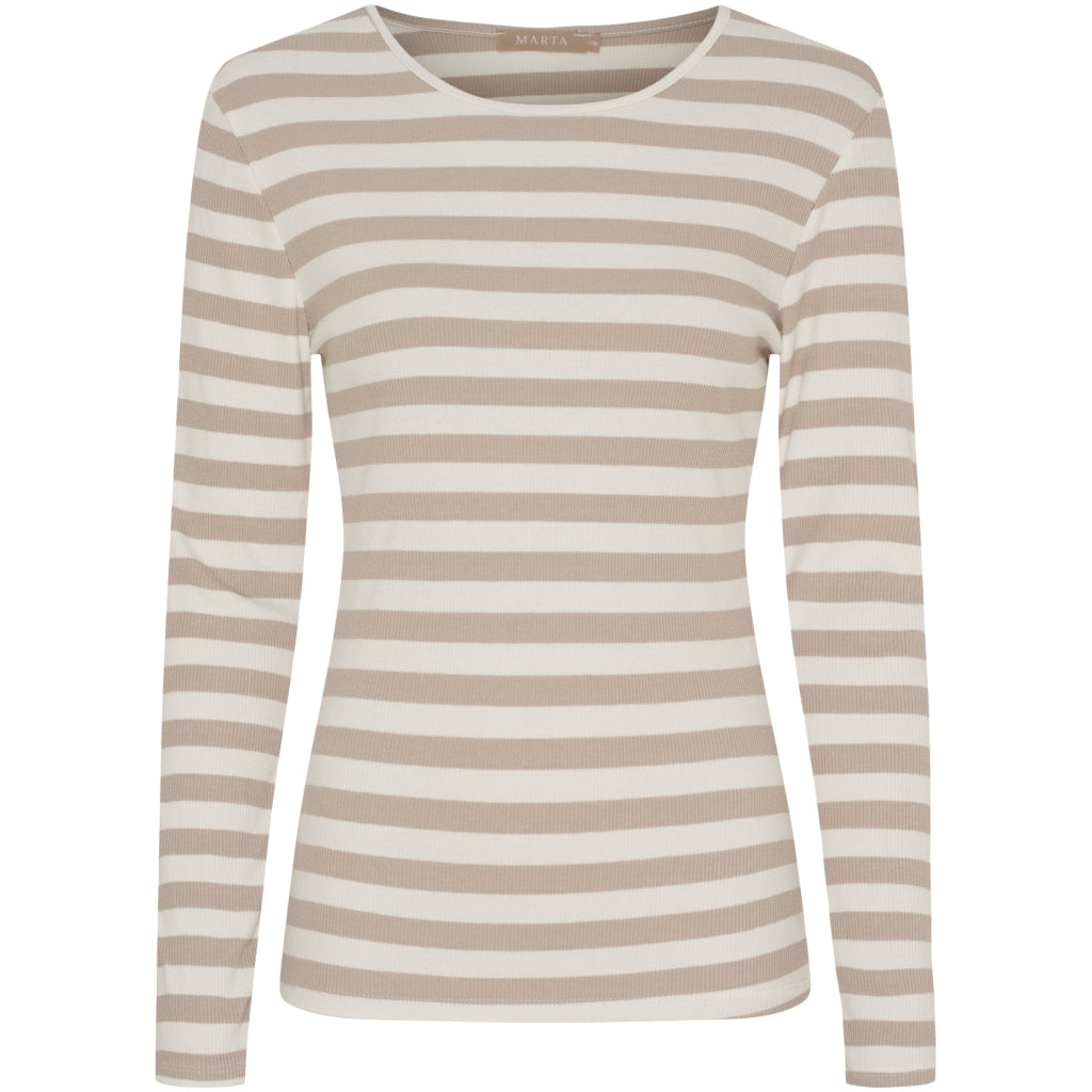 MARTA DU CHATEAU Marta du Chateau dame langærmet t-shirt MdcBegonia 7702 LS Tee Beige Melange