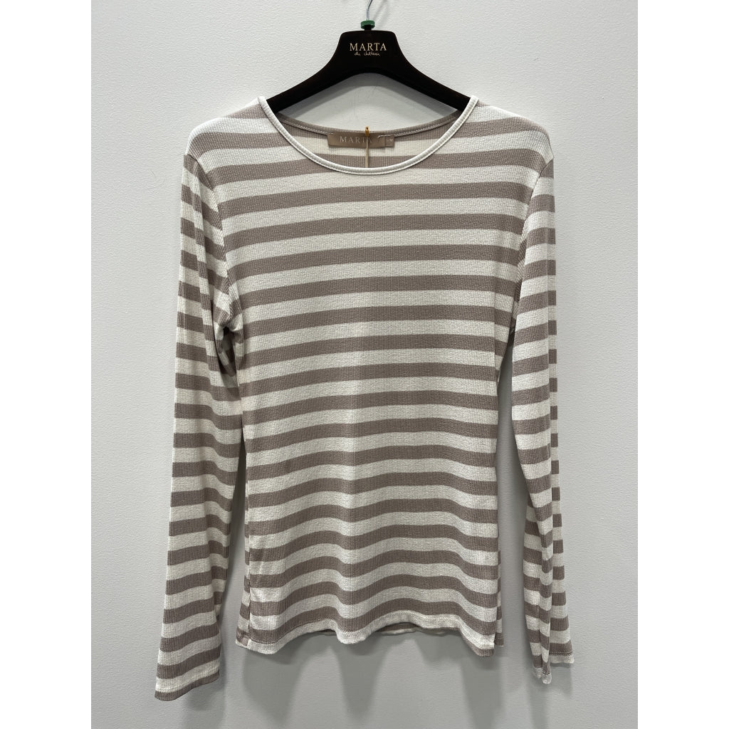 MARTA DU CHATEAU Marta du Chateau dame langærmet t-shirt MdcBegonia 7702 LS Tee Beige Melange