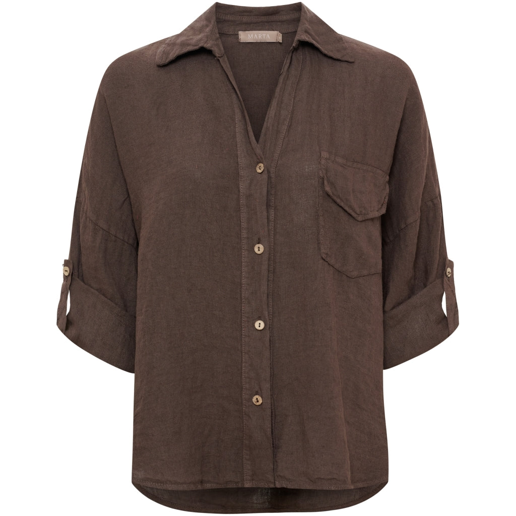 MARTA DU CHATEAU Marta du Chateau dame skjorte MdcDaira 266152 Shirt Mocha93913