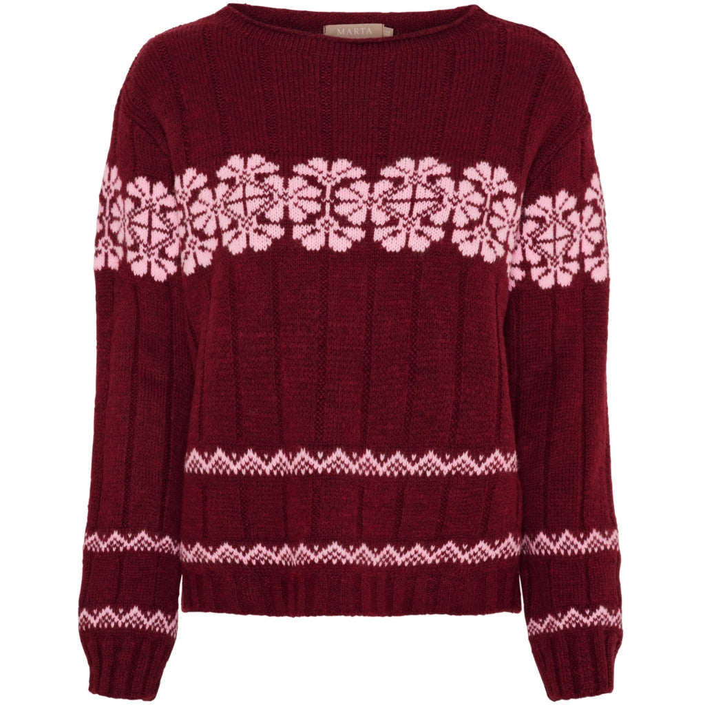 MARTA DU CHATEAU Marta du Chateau dame strik MdcBruna 8154 Knit Bordeaux/Pink