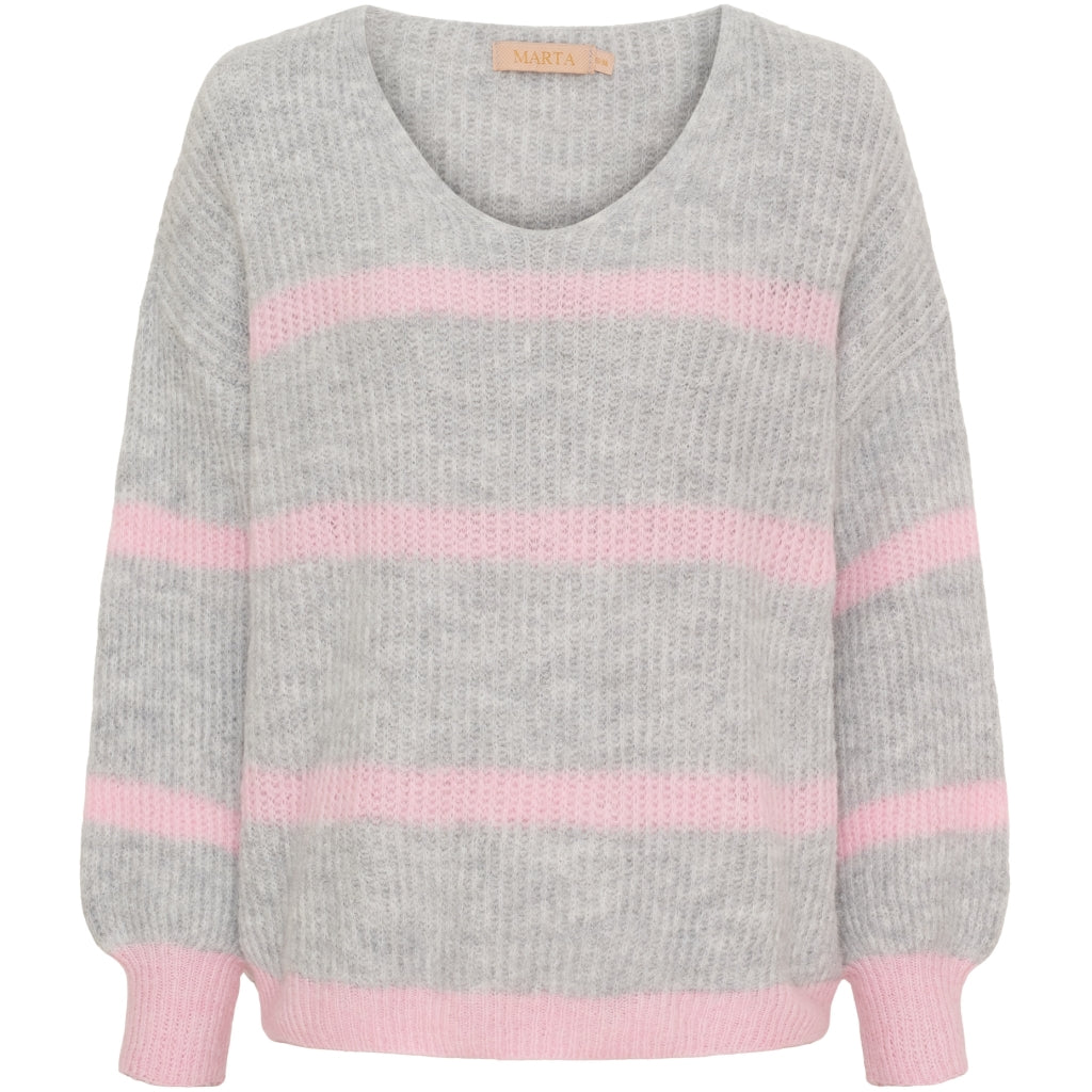 MARTA DU CHATEAU Marta du Chateau dame strik MdcCarene 2402 Knit LightGrey/BabyPink