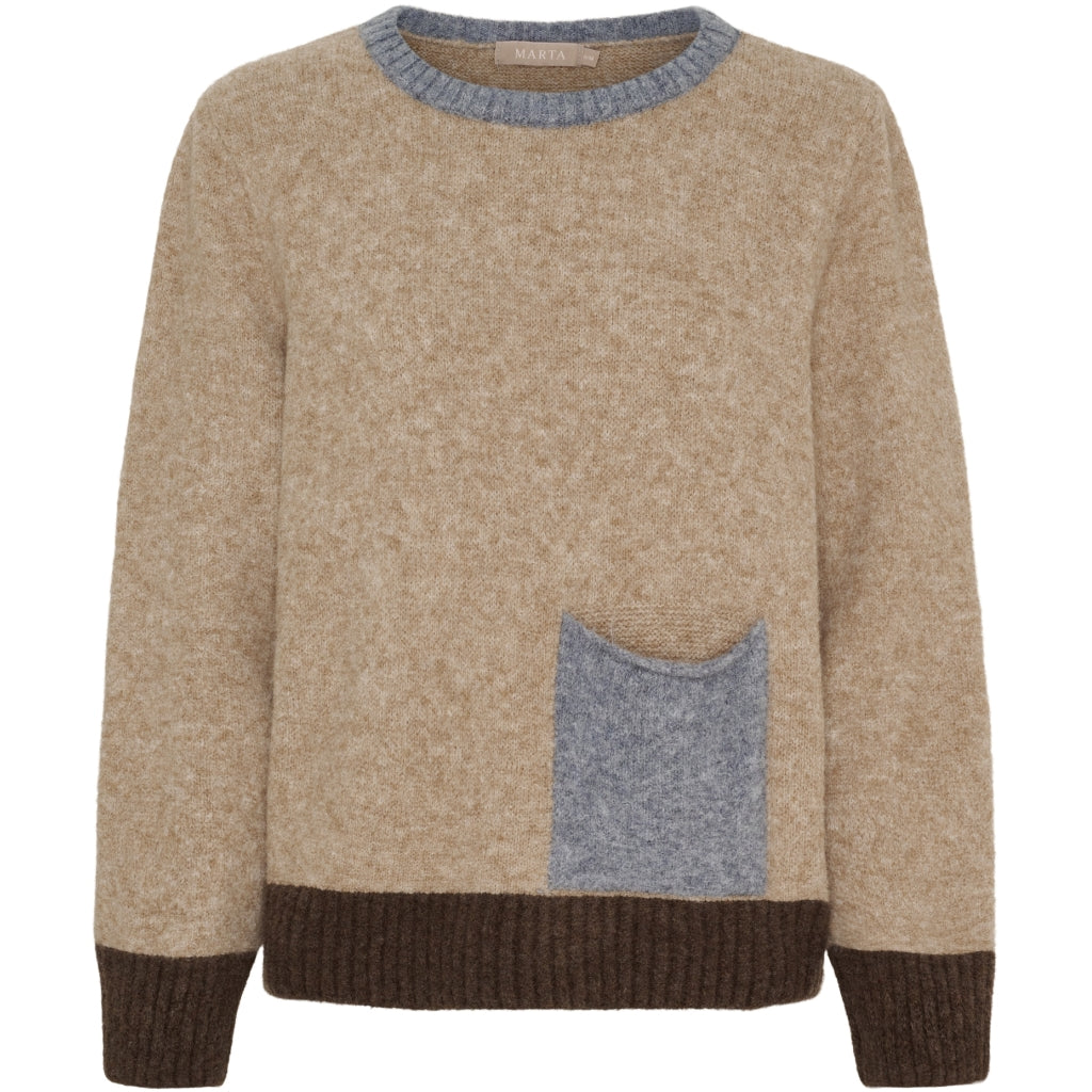MARTA DU CHATEAU Marta du Chateau dame strik MdcElora KN8031 Knit Camel Denim