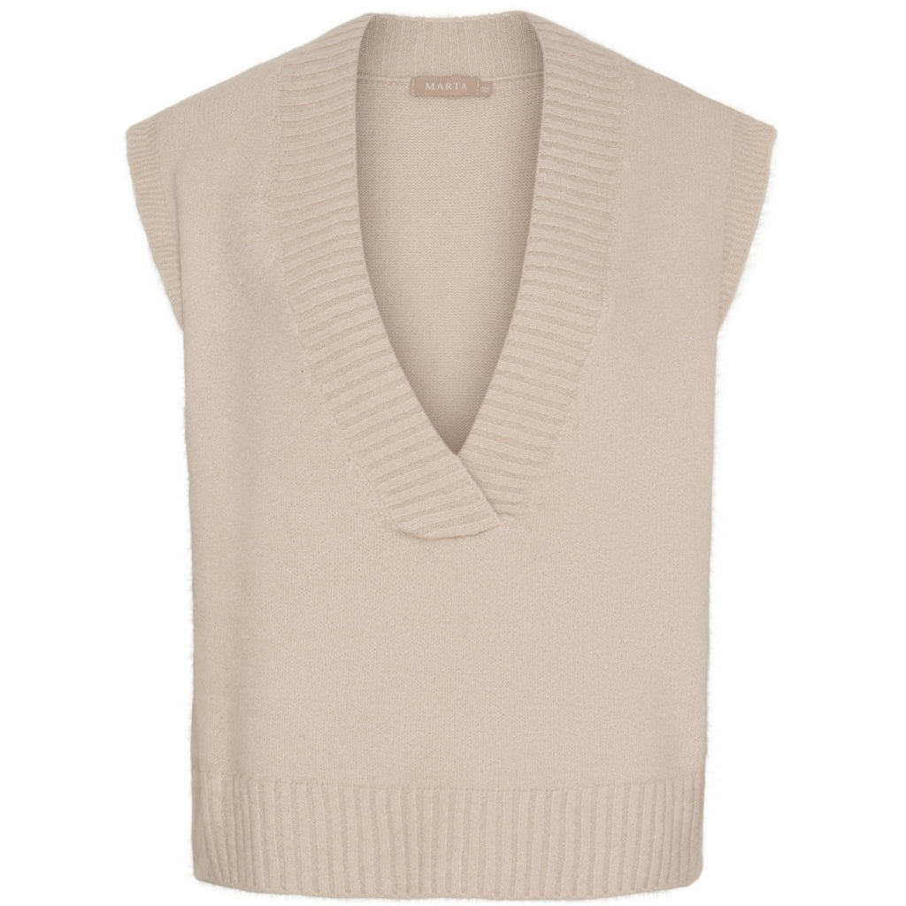 MARTA DU CHATEAU Marta du Chateau dame strik vest MdcLila KN8038 Knit Vest BeigeW088