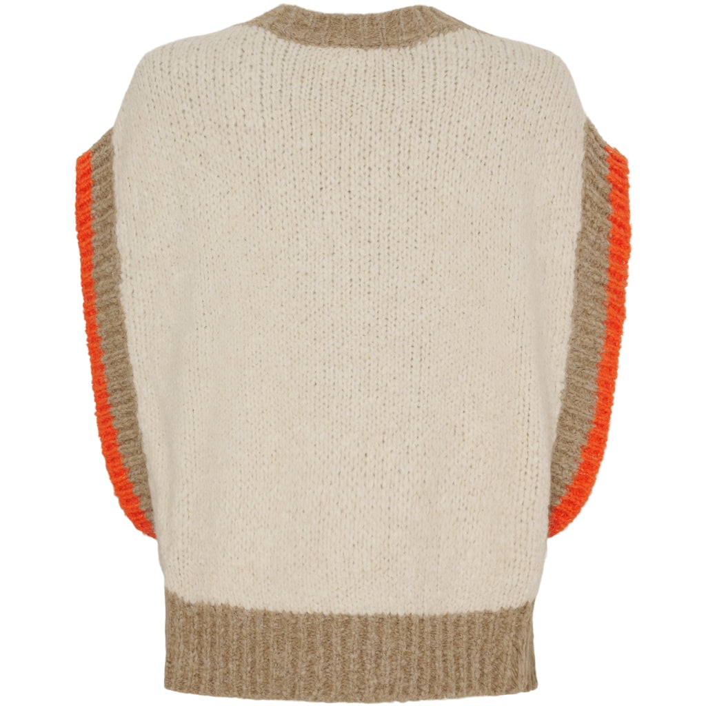 MARTA DU CHATEAU Marta du Chateau dame strik vest MdcMie 3371 Vest Beige/Camel/Orange