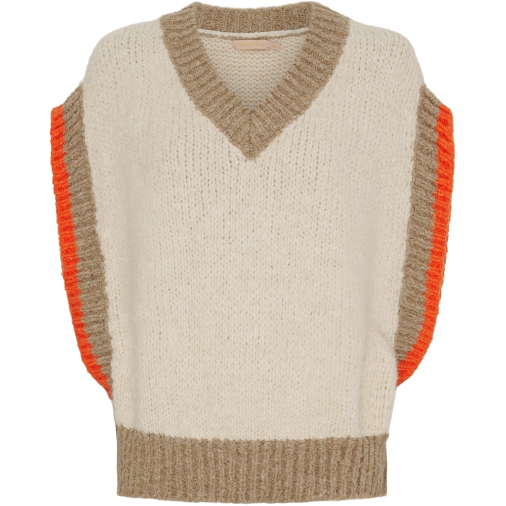 MARTA DU CHATEAU Marta du Chateau dame strik vest MdcMie 3371 Vest Beige/Camel/Orange