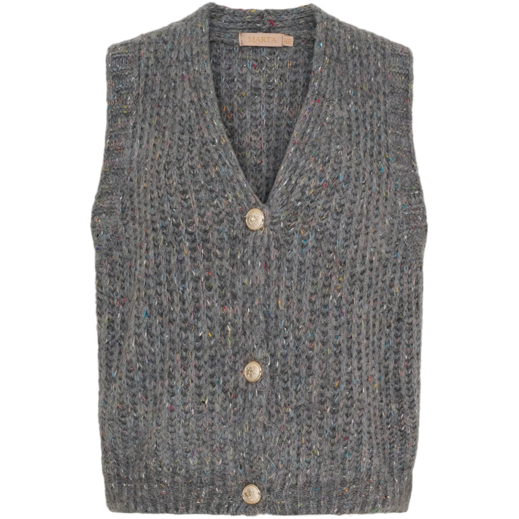 MARTA DU CHATEAU Marta du Chateau dame strik vest MdcOdile A0029 Knit Medium grey