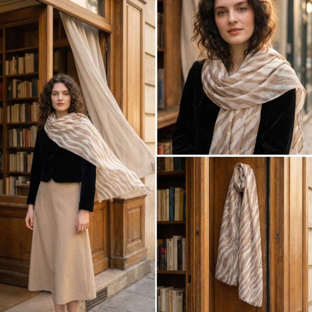 MARTA DU CHATEAU Marta du Chateau dame tørklæde MdcBarbera FA37240 Scarf Beige