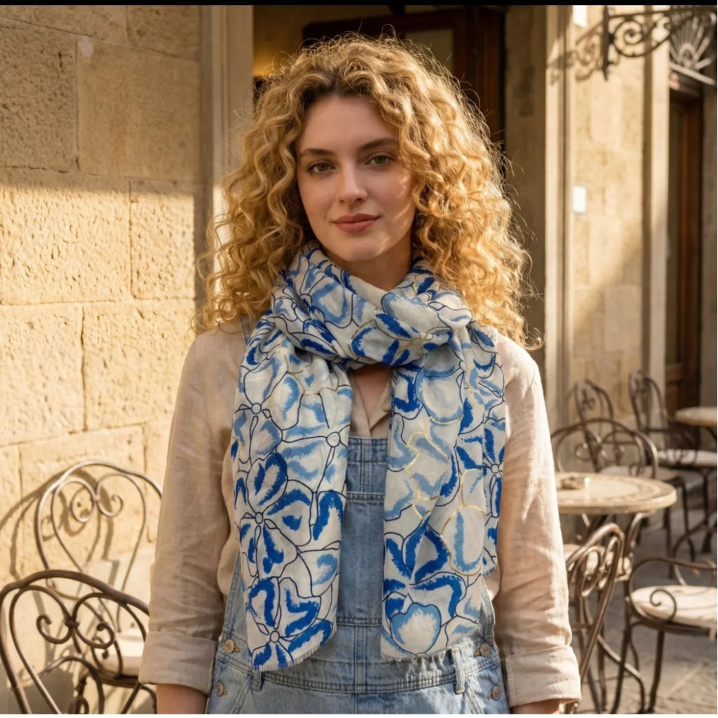 MARTA DU CHATEAU Marta du Chateau dame tørklæde MdcKaysa FA3841 Scarf Blue