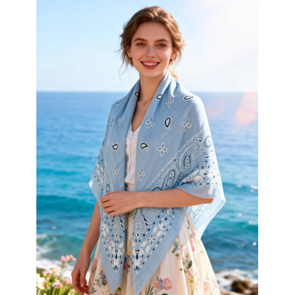 MARTA DU CHATEAU Marta du Chateau dame tørklæde MdcLeah FA37258 Scarf Light blue