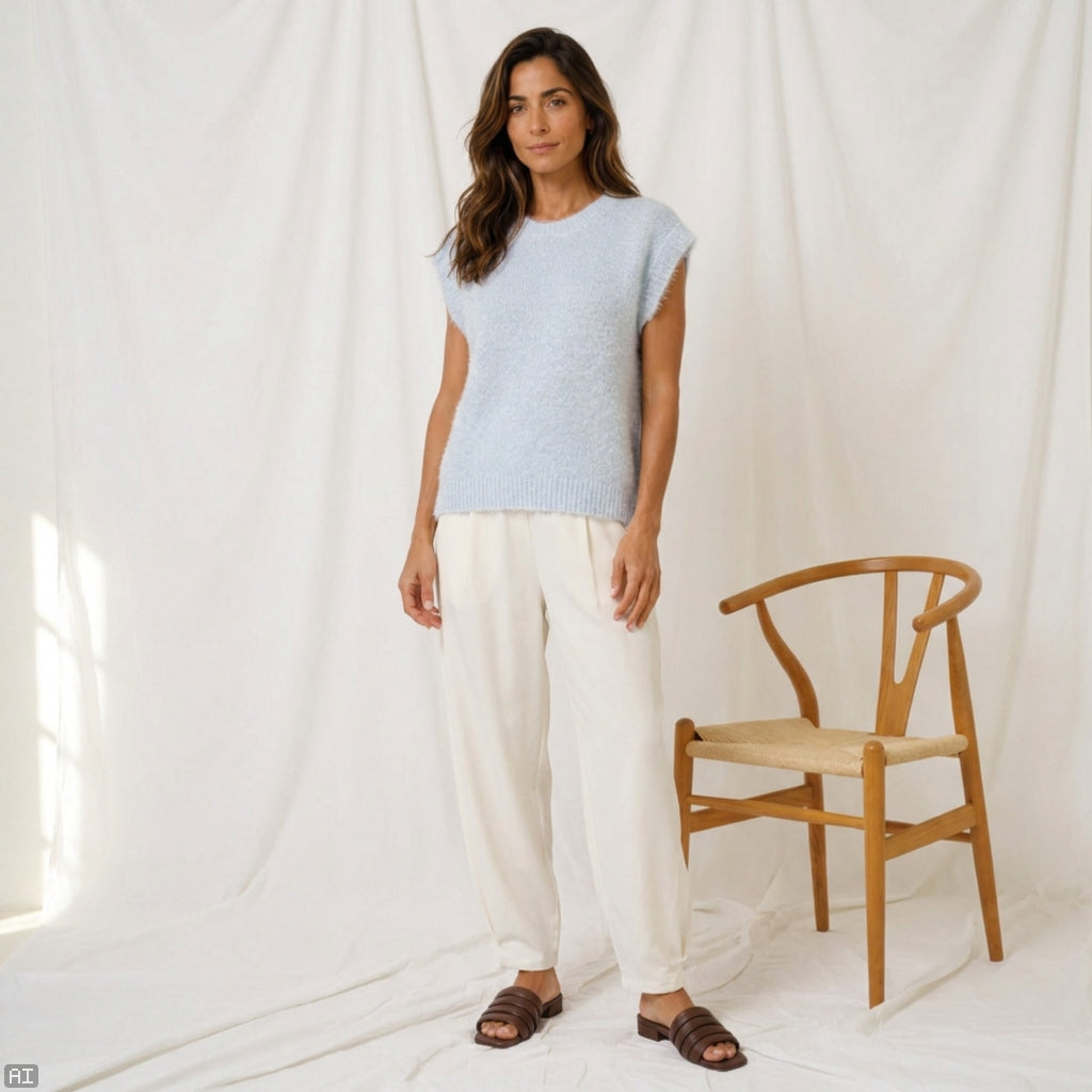 MARTA DU CHATEAU Marta du Chateau dame vest MdcLaya 8039 Knit Vest Sky Blue