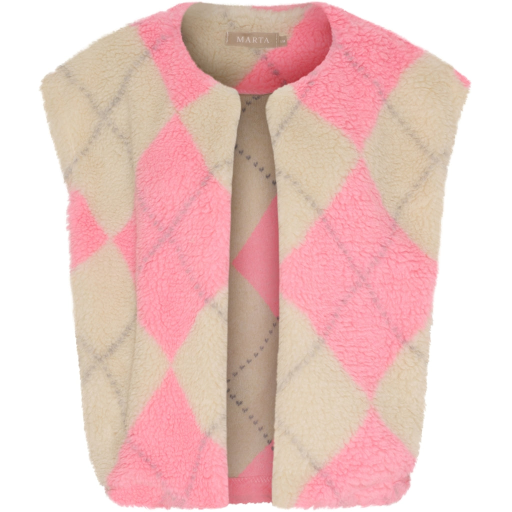 MARTA DU CHATEAU Marta du Chateau dame vest MdcPam 26801 Vest Beige/Rose