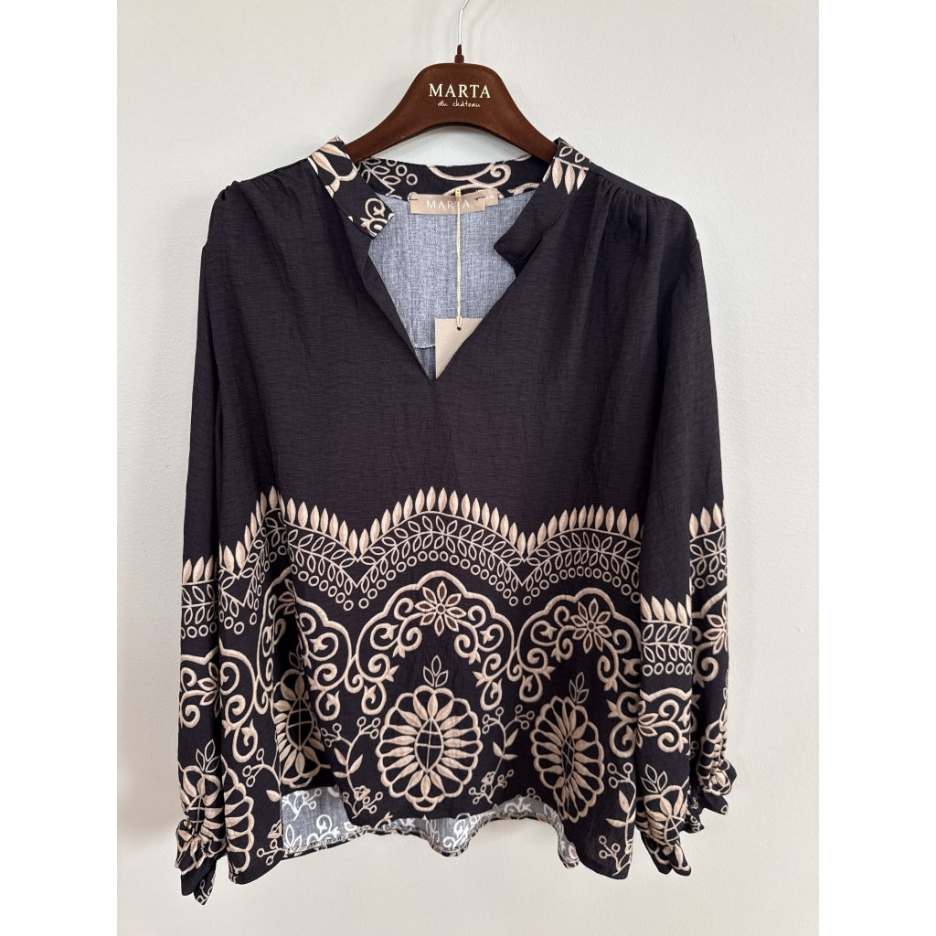 MARTA DU CHATEAU Marta du chateau Dame Bluse MdcLinden 8567 Blouse Black1034tpb