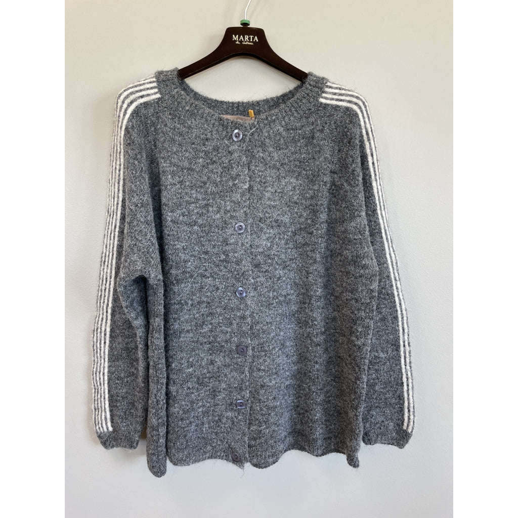 MARTA DU CHATEAU Marta du chateau Dame Strik MdcVellie 8154- Knit Cardigan Grigio004/Beige001