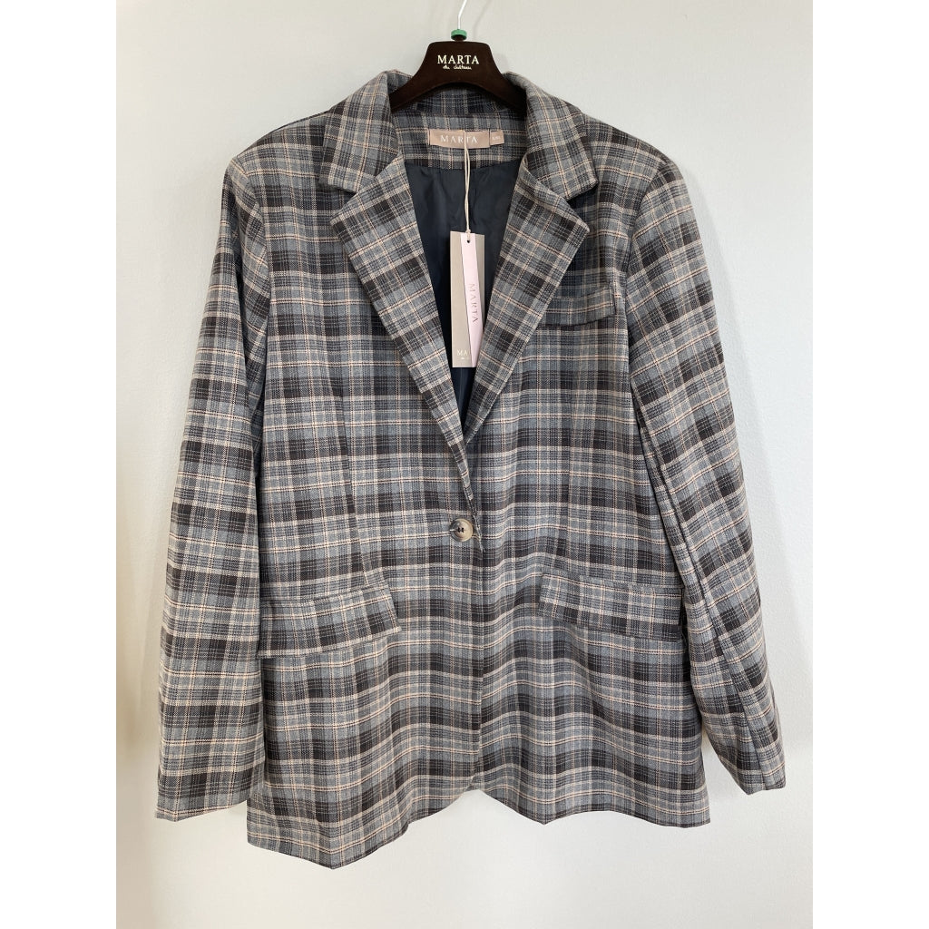 MARTA DU CHATEAU Marta du chateau Dame blazer MdcCharm 15502 Check Blazer Grey