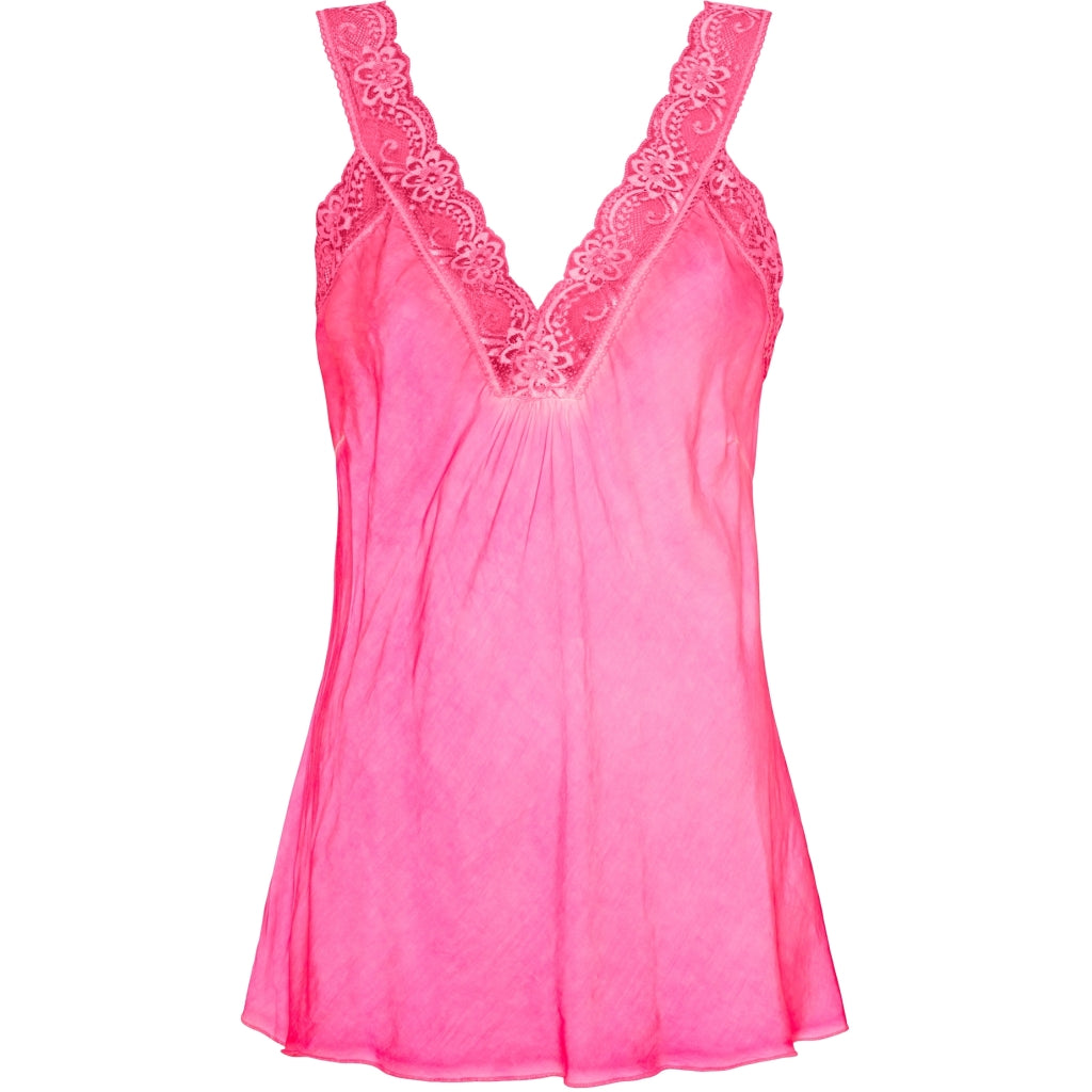 MARTA DU CHATEAU Marta du chateau dame top med blondekant 21336 Top Flue Fuxia