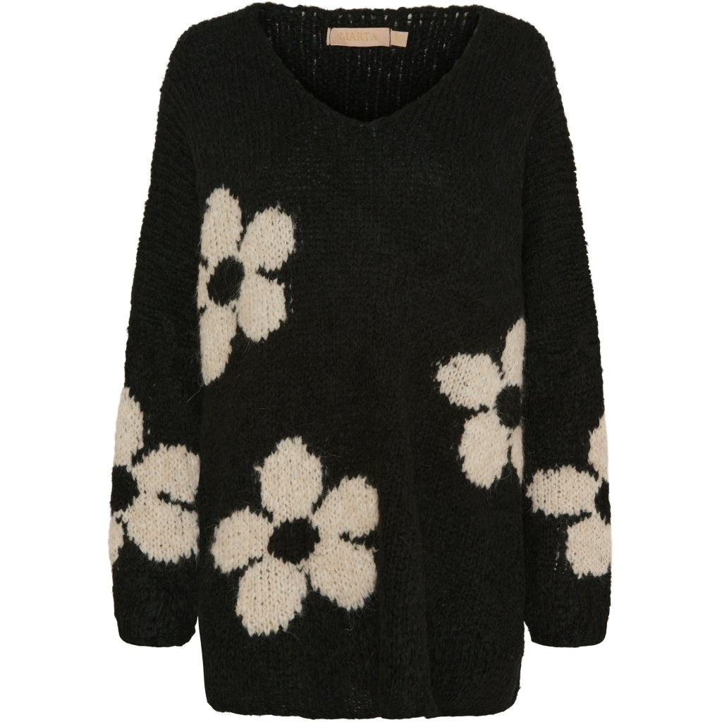 MARTA DU CHATEAU Marta Du Chateau dame strik MdcAdele 9052 Restudsalg Black/Beige