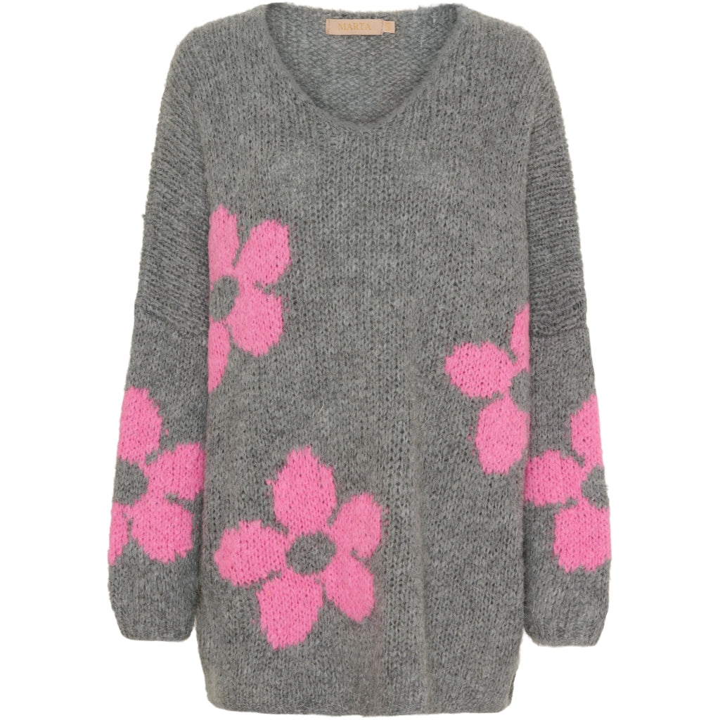 MARTA DU CHATEAU Marta Du Chateau dame strik MdcAdele 9052 Restudsalg Lightgrey/Pink