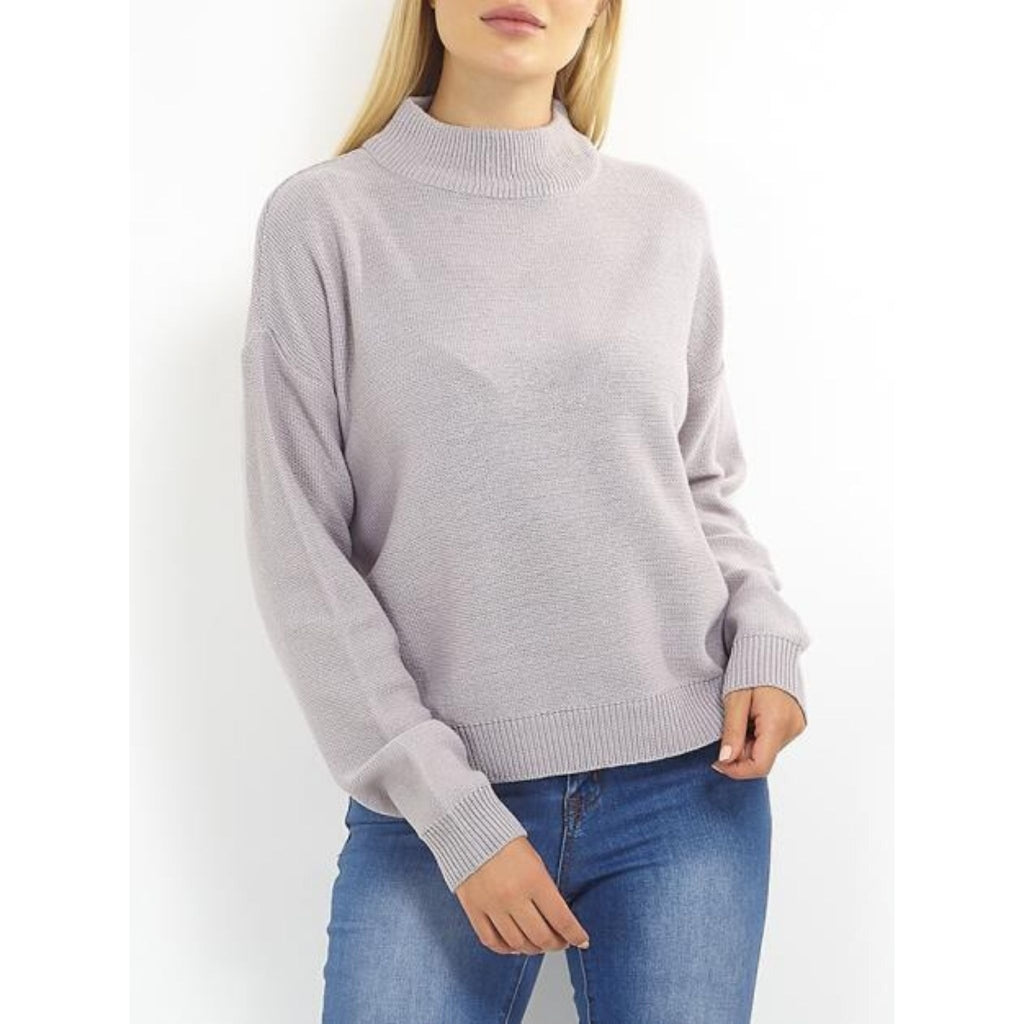 MARTA DU CHATEAU Brave Soul Ribbed High Neck Knit Restudsalg Grey