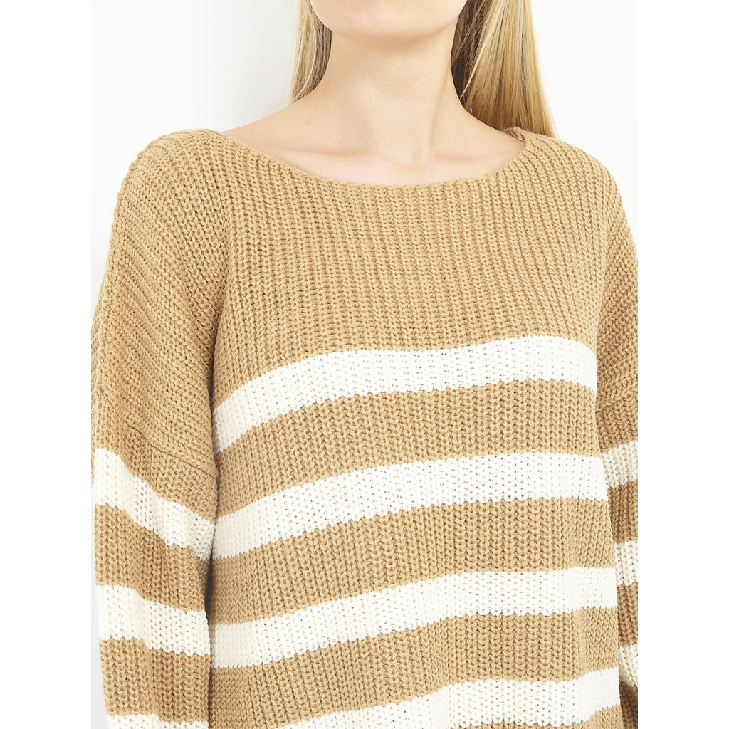 MARTA DU CHATEAU Brave Soul Stribet Pullover Marina Restudsalg Camel