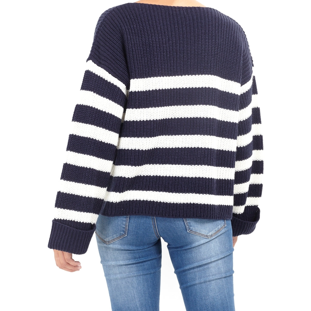 MARTA DU CHATEAU Brave Soul Stribet Pullover Marina Restudsalg Navy