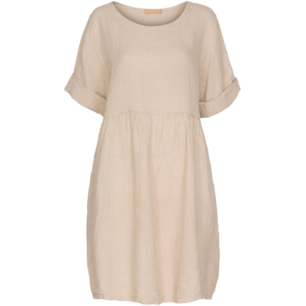 MARTA DU CHATEAU Hørkjole med rund hals Dress Beige