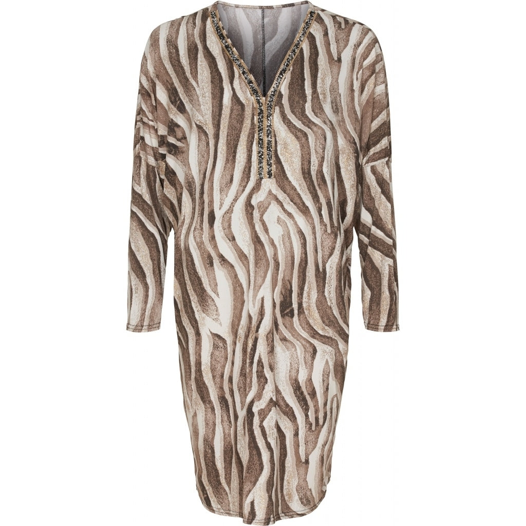 MARTA DU CHATEAU Kjole i zebra-look Restudsalg Zebra Gold