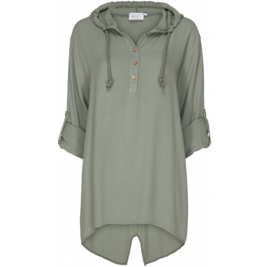 MARTA DU CHATEAU Løstsiddende bluse m. hætte Restudsalg Militairy