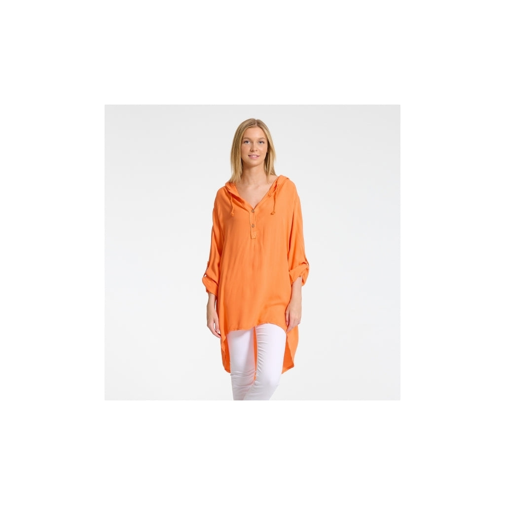 MARTA DU CHATEAU Løstsiddende bluse m. hætte Restudsalg Orange