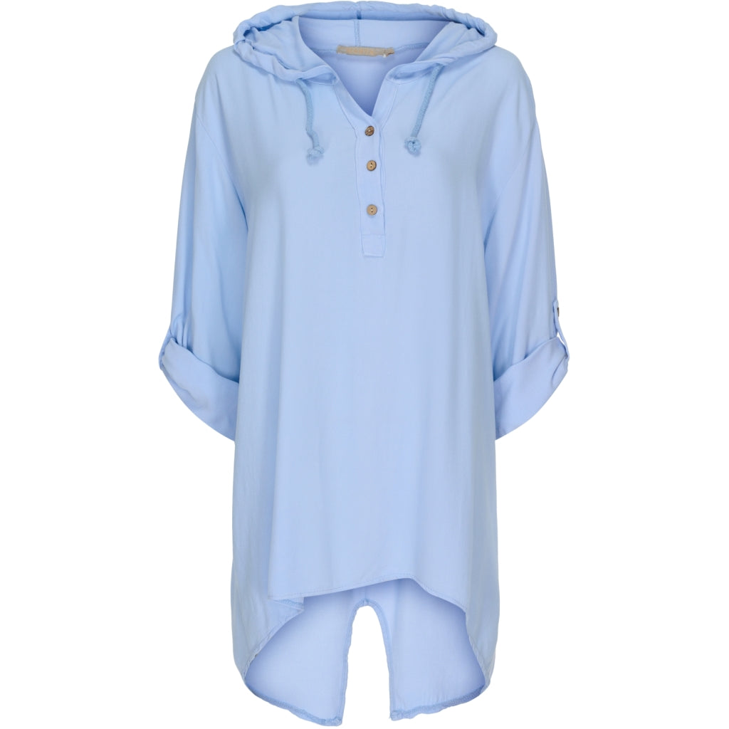 MARTA DU CHATEAU Løstsiddende bluse m. hætte Restudsalg Sky Blue