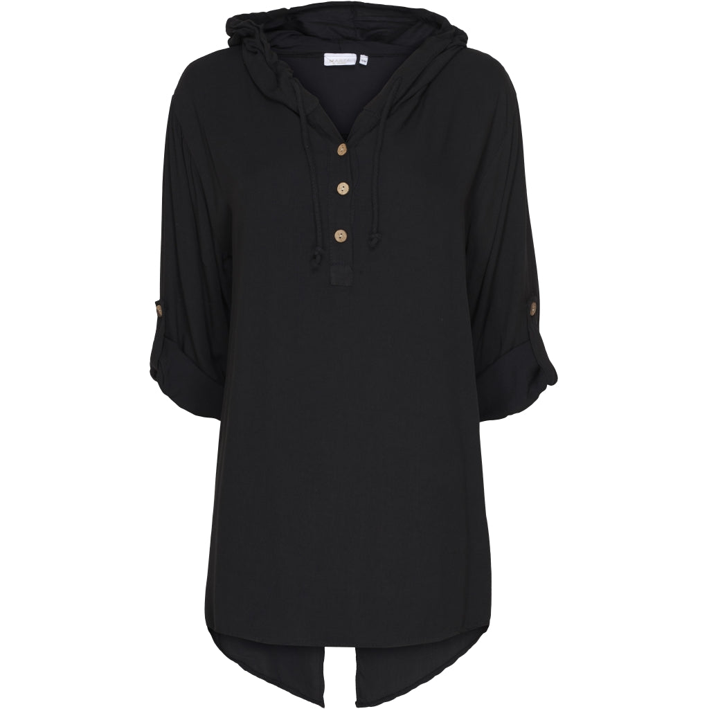 MARTA DU CHATEAU Løstsiddende bluse m. hætte Restudsalg Black