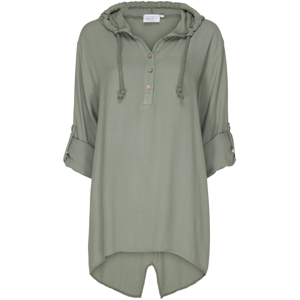 MARTA DU CHATEAU Løstsiddende bluse m. hætte Restudsalg Militairy