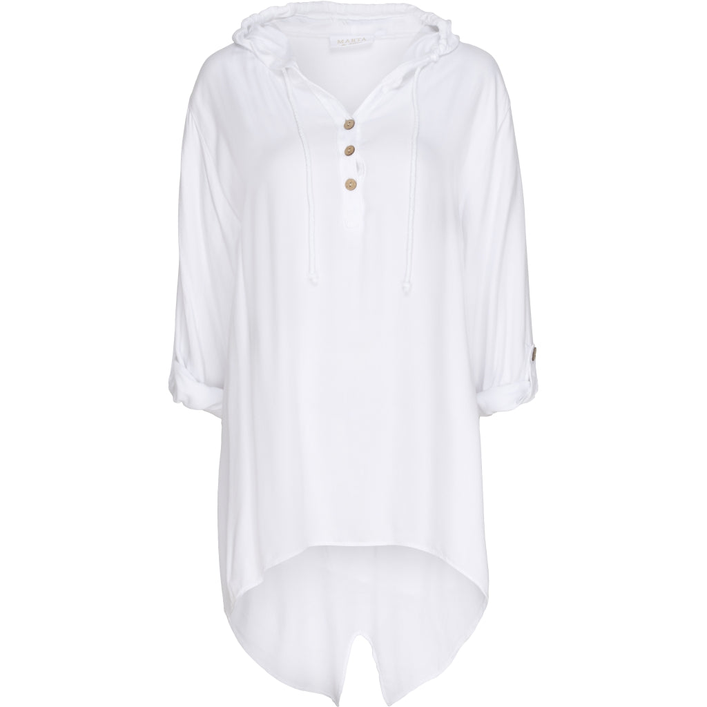 MARTA DU CHATEAU Løstsiddende bluse m. hætte Restudsalg White