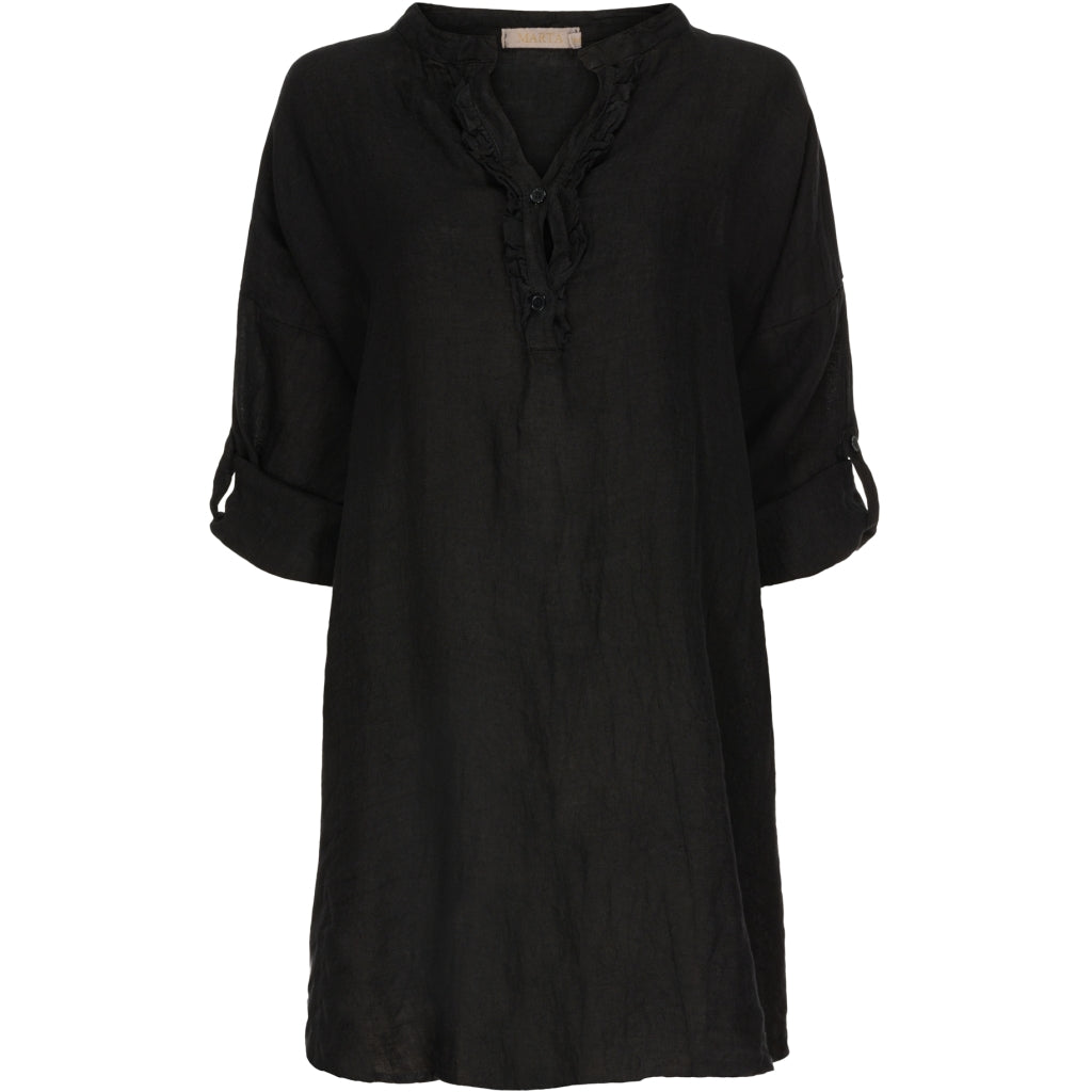 MARTA DU CHATEAU Marta Dame Top 3199 Hør Restudsalg Black