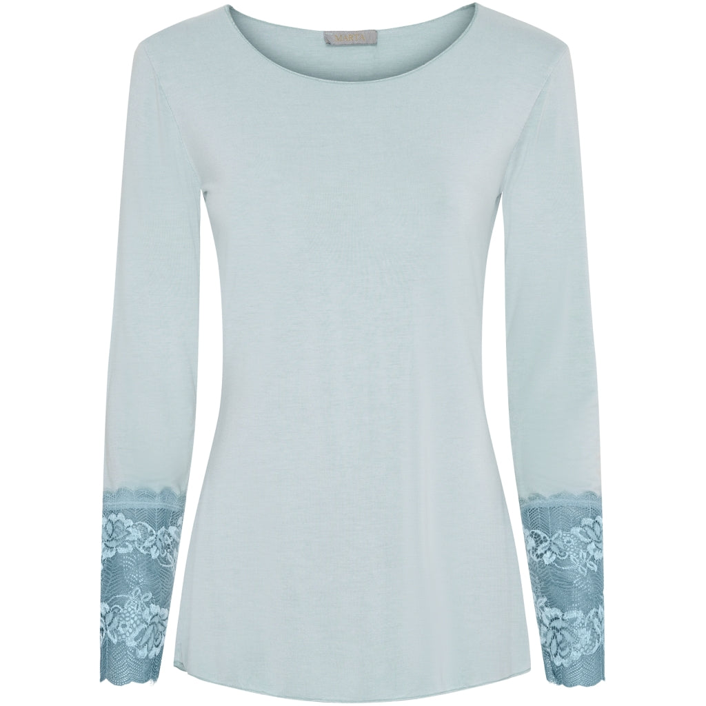 MARTA DU CHATEAU Marta Du Chateau dame bluse 11297 T-shirt long sleeves Denim Chiaro