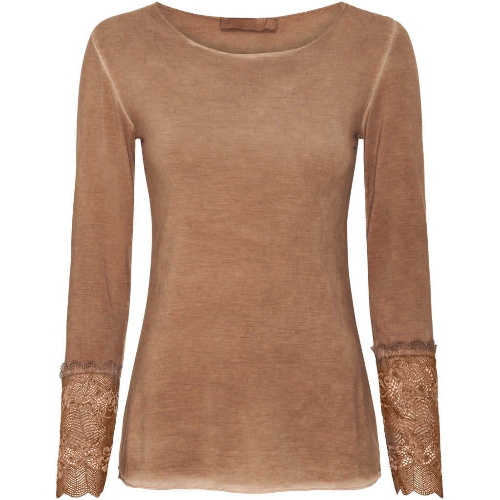 MARTA DU CHATEAU Marta Du Chateau dame bluse 11297 T-shirt long sleeves Tabacco