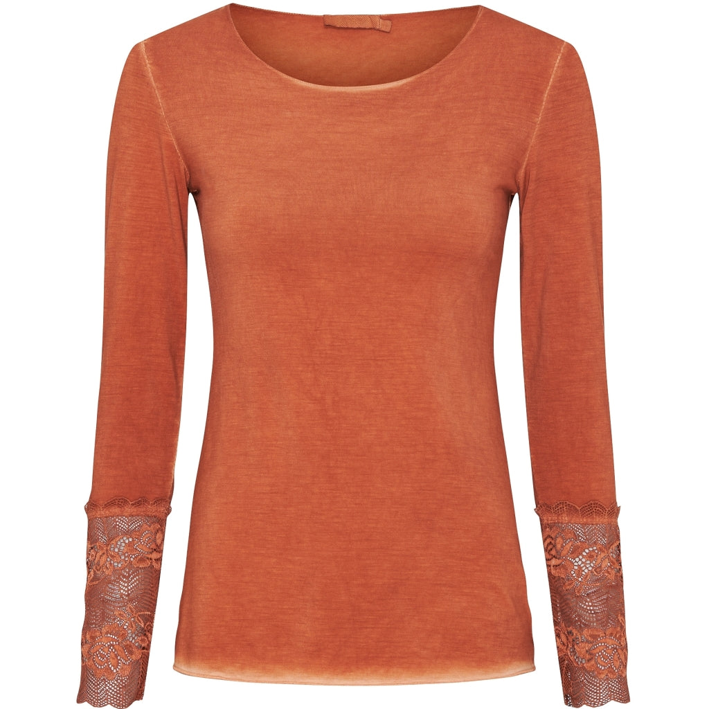 MARTA DU CHATEAU Marta Du Chateau dame bluse 11297 T-shirt long sleeves Terracotta