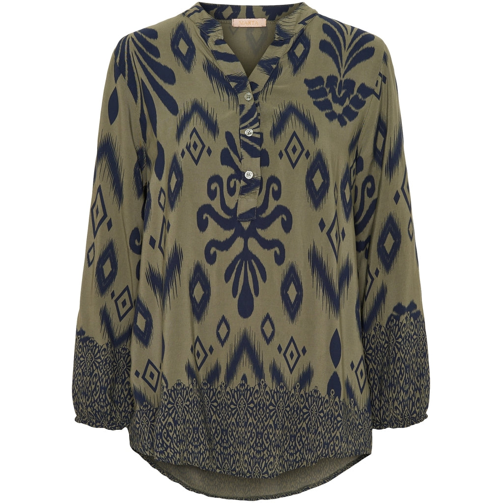 MARTA DU CHATEAU Marta Du Chateau dame bluse 2260 Restudsalg Kaki Diamond