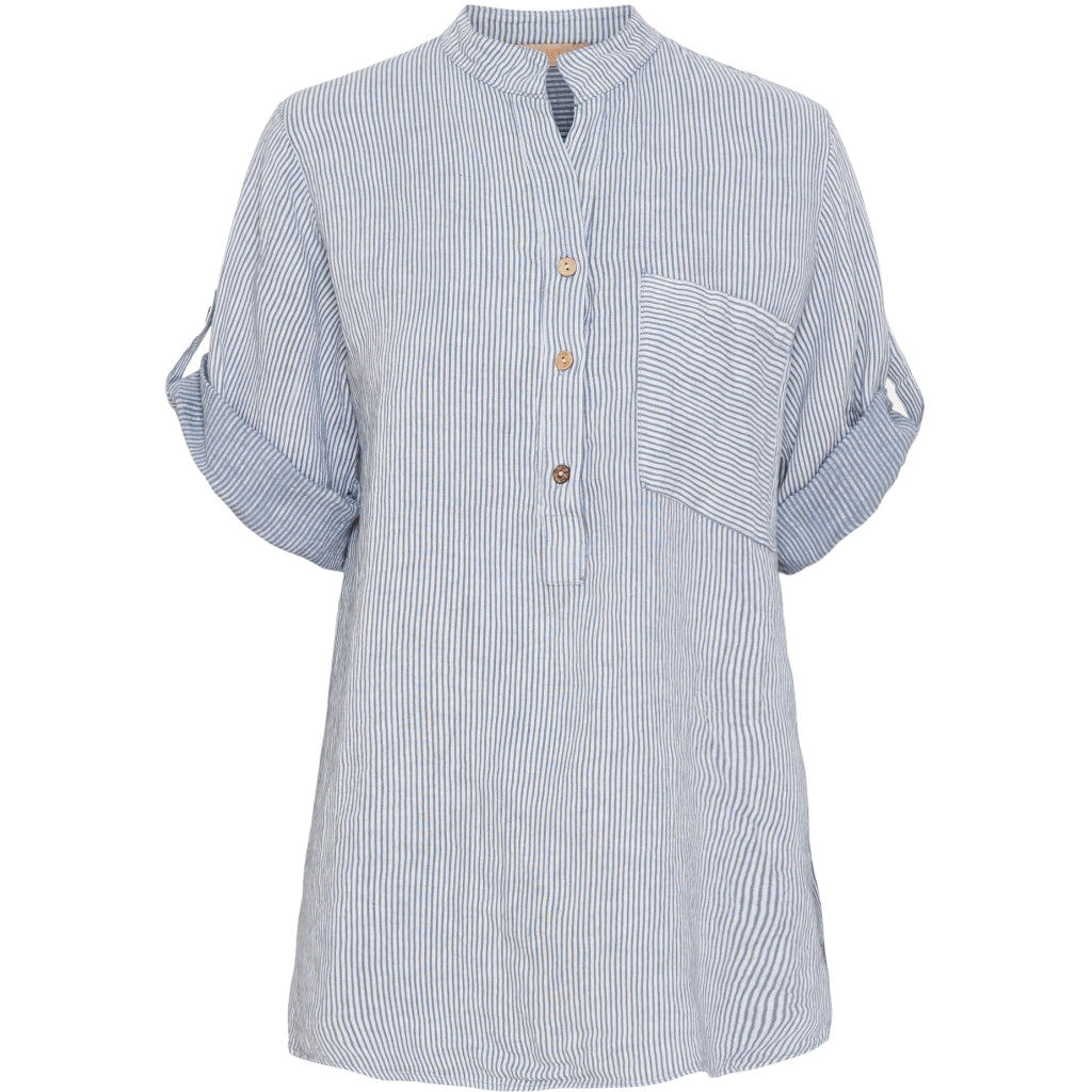 MARTA DU CHATEAU Marta Du Chateau dame bluse 5194 Restudsalg Jeans stripe