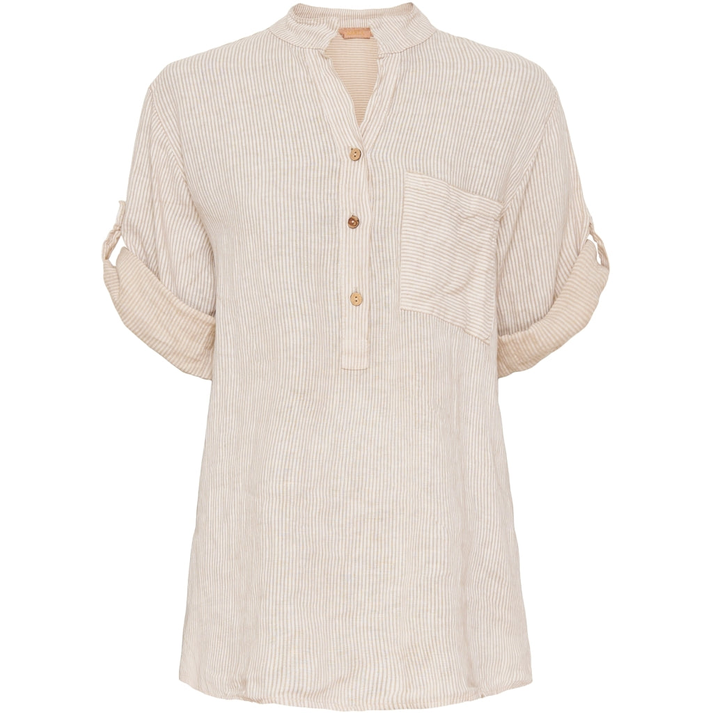 MARTA DU CHATEAU Marta Du Chateau dame bluse 5194 Restudsalg Sabbia Stripe