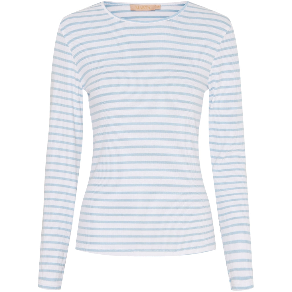 MARTA DU CHATEAU Marta Du Chateau dame bluse 5353 LS Tee Celeste/white