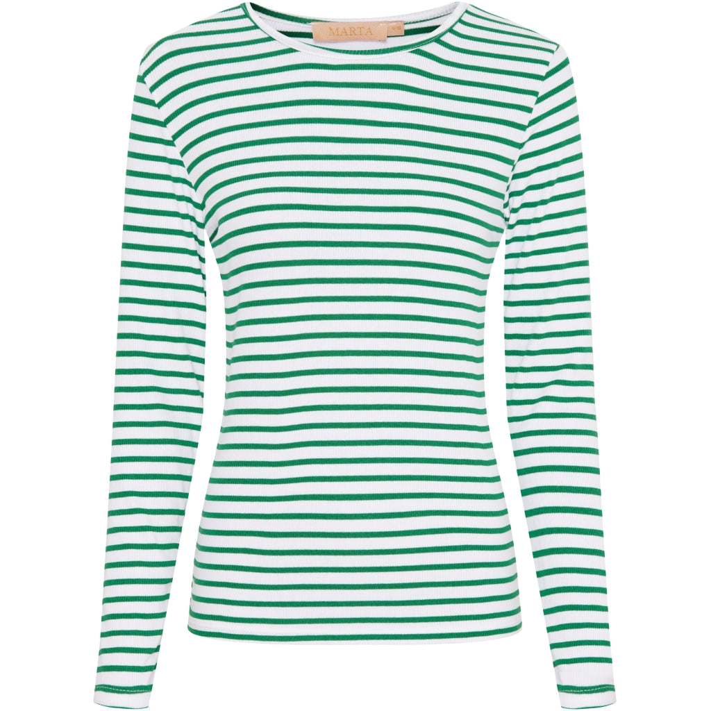 MARTA DU CHATEAU Marta Du Chateau dame bluse 5353 LS Tee White/green
