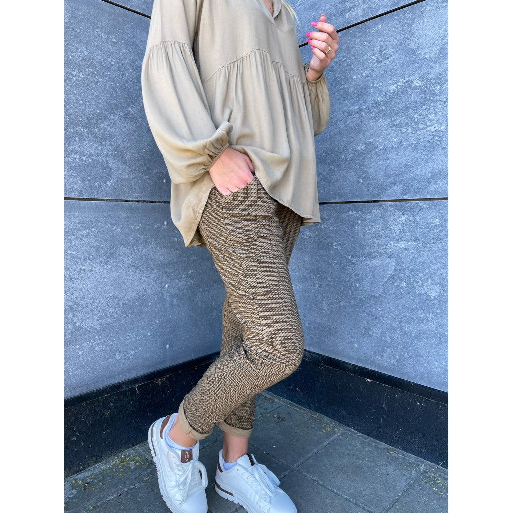 MARTA DU CHATEAU Marta Du Chateau dame bukser 20974 Pant Caramel Print