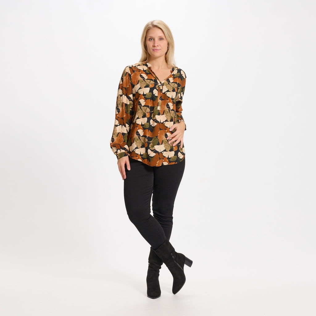 MARTA DU CHATEAU Marta Du Chateau dame skjorte - 8128 Shirt Black/Tabacco