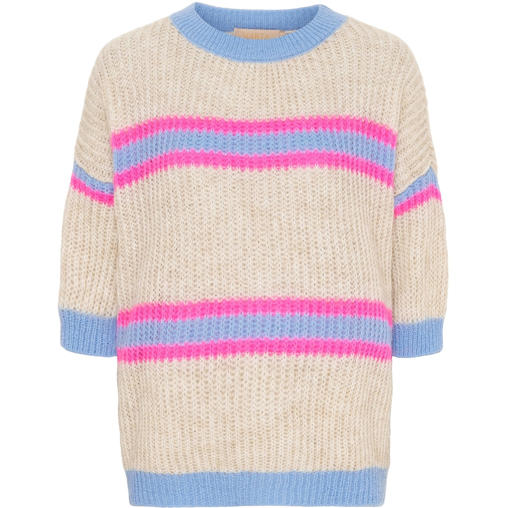 MARTA DU CHATEAU Marta Du Chateau dame strik 6127 Knit Beige/Fuxia/Celeste