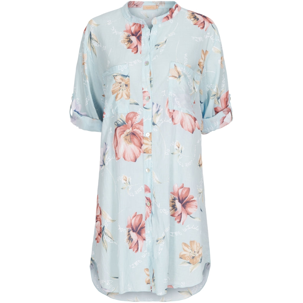 MARTA DU CHATEAU Marta dame shirt flower print 1665 Restudsalg Light blue flower print