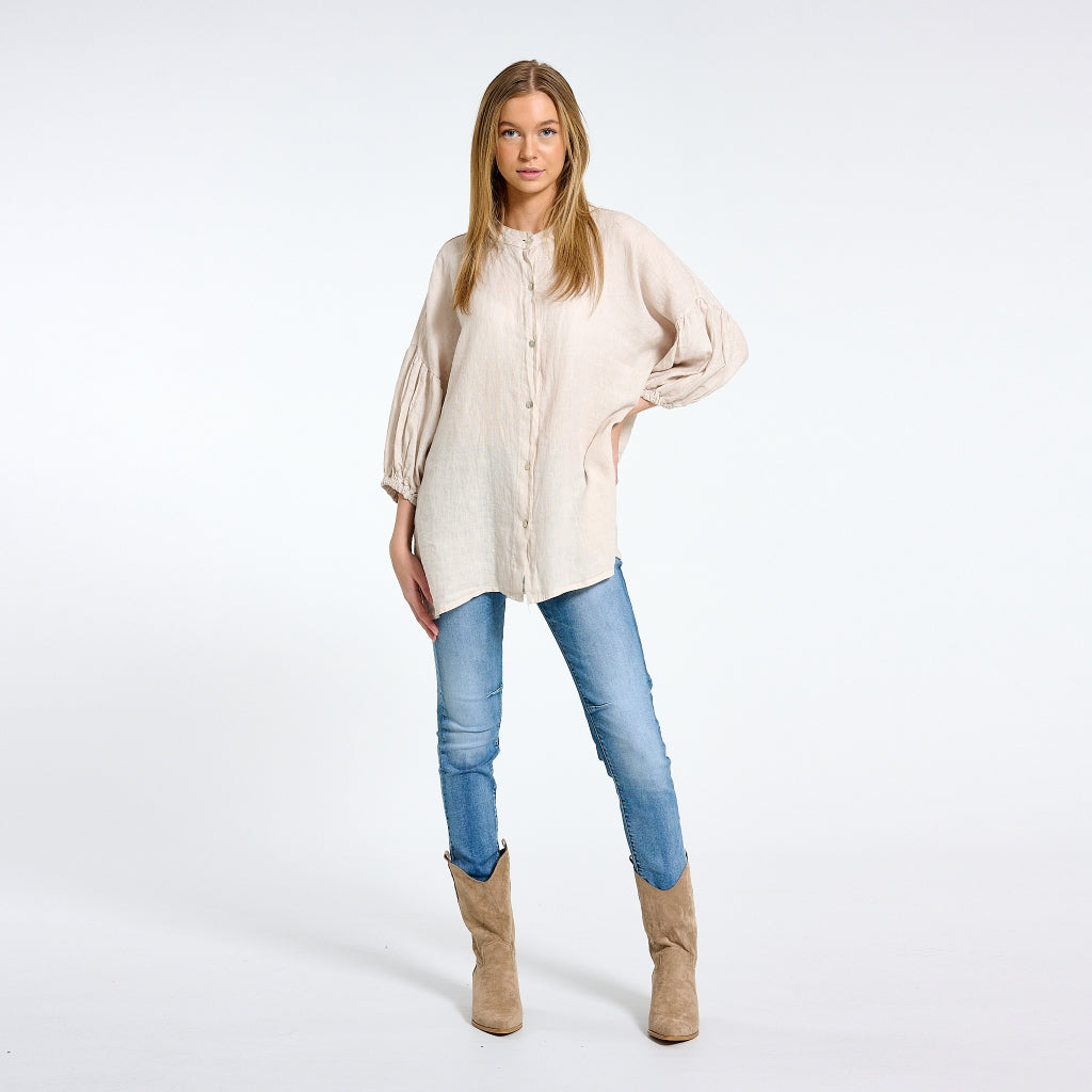 MARTA DU CHATEAU Marta du Chateau dame bluse 1461 Shirt Beige