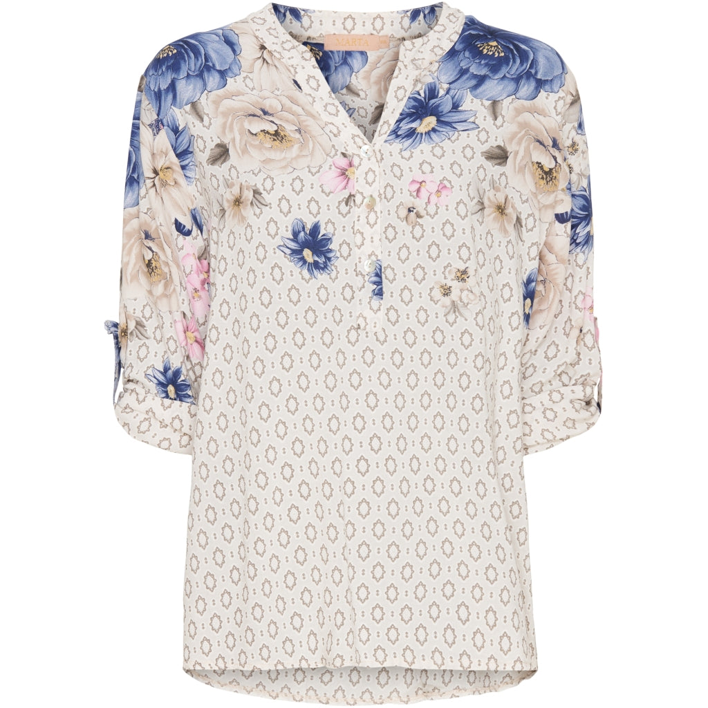 MARTA DU CHATEAU Marta du Chateau dame bluse 8053 Restudsalg Big Flower Sabbia